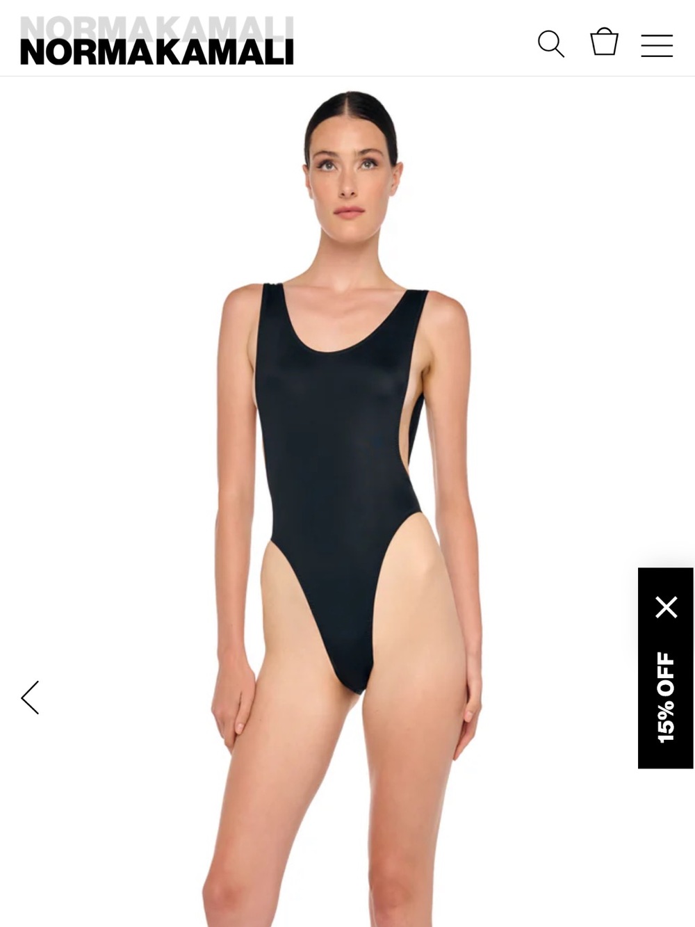 Norma Kamali Black Scoop-Back High-Cut One-Piece